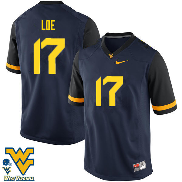 NCAA Men's Exree Loe West Virginia Mountaineers Navy #17 Nike Stitched Football College Authentic Jersey LD23S06SW